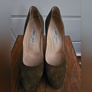 Jimmy Choo ALEX SUE Brown Platform Suede/Leather Heels/Pumps Sz 38